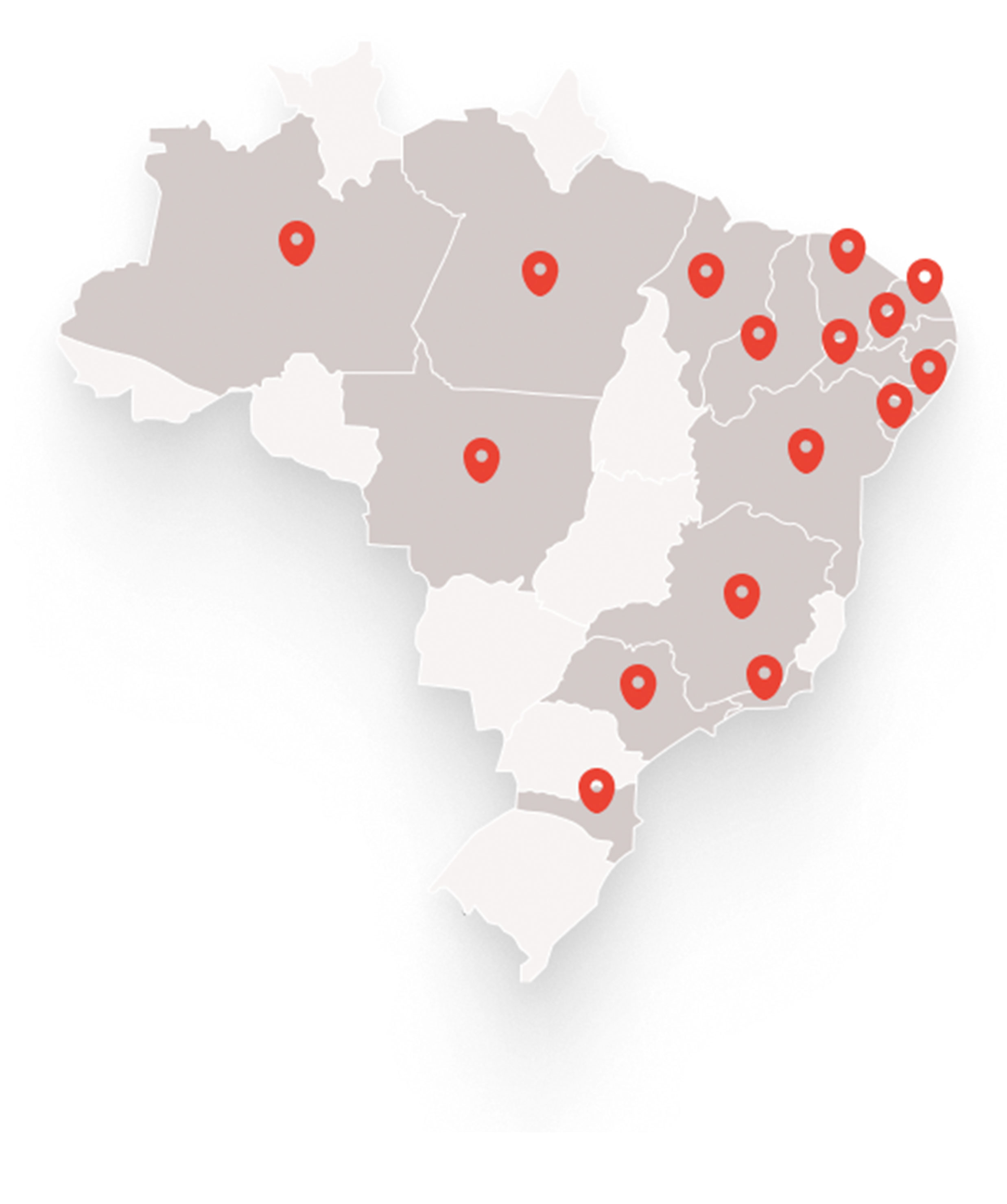 Mapa do Brasil com unidades Selfit